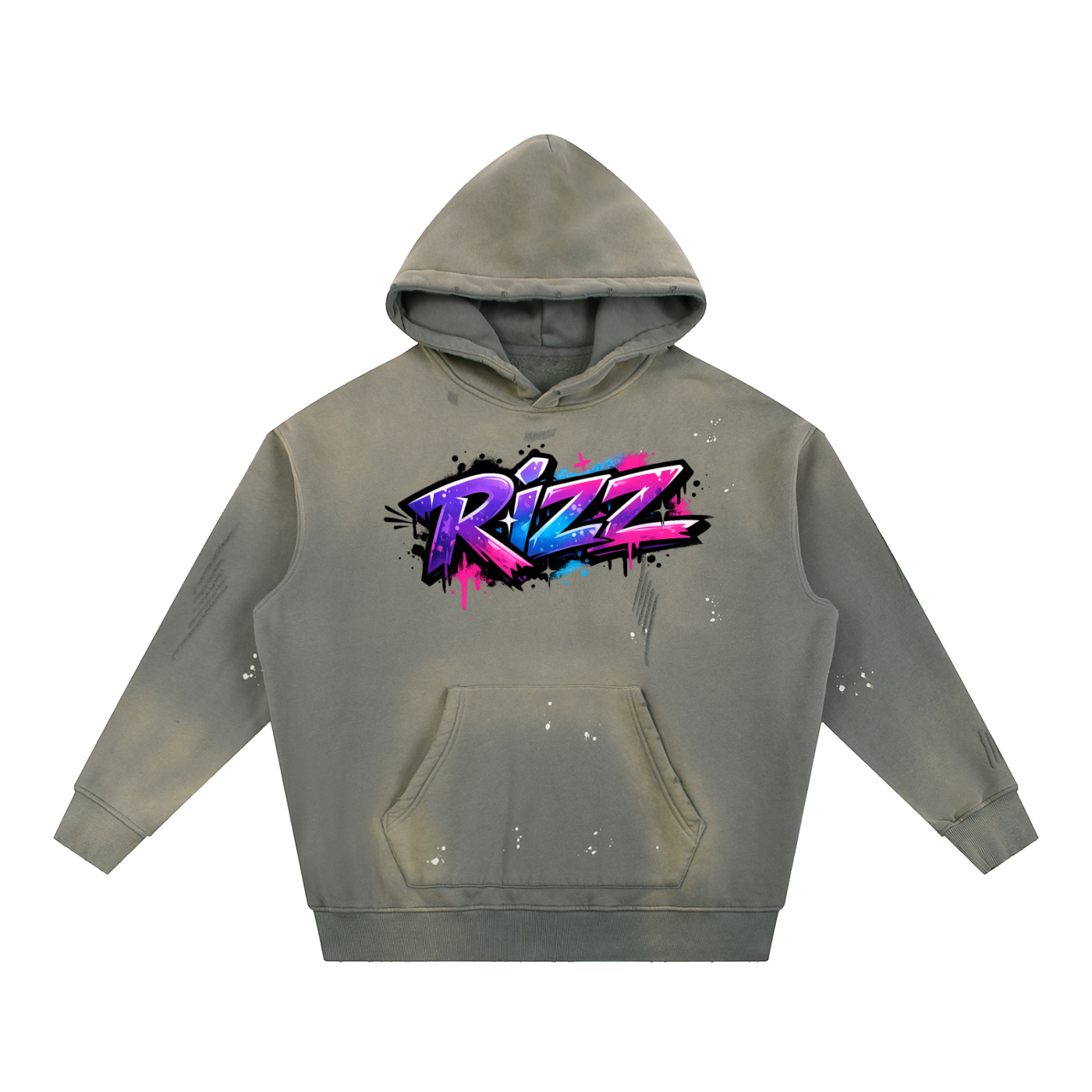 Vintage Washed Frayed Fleece Hoodie