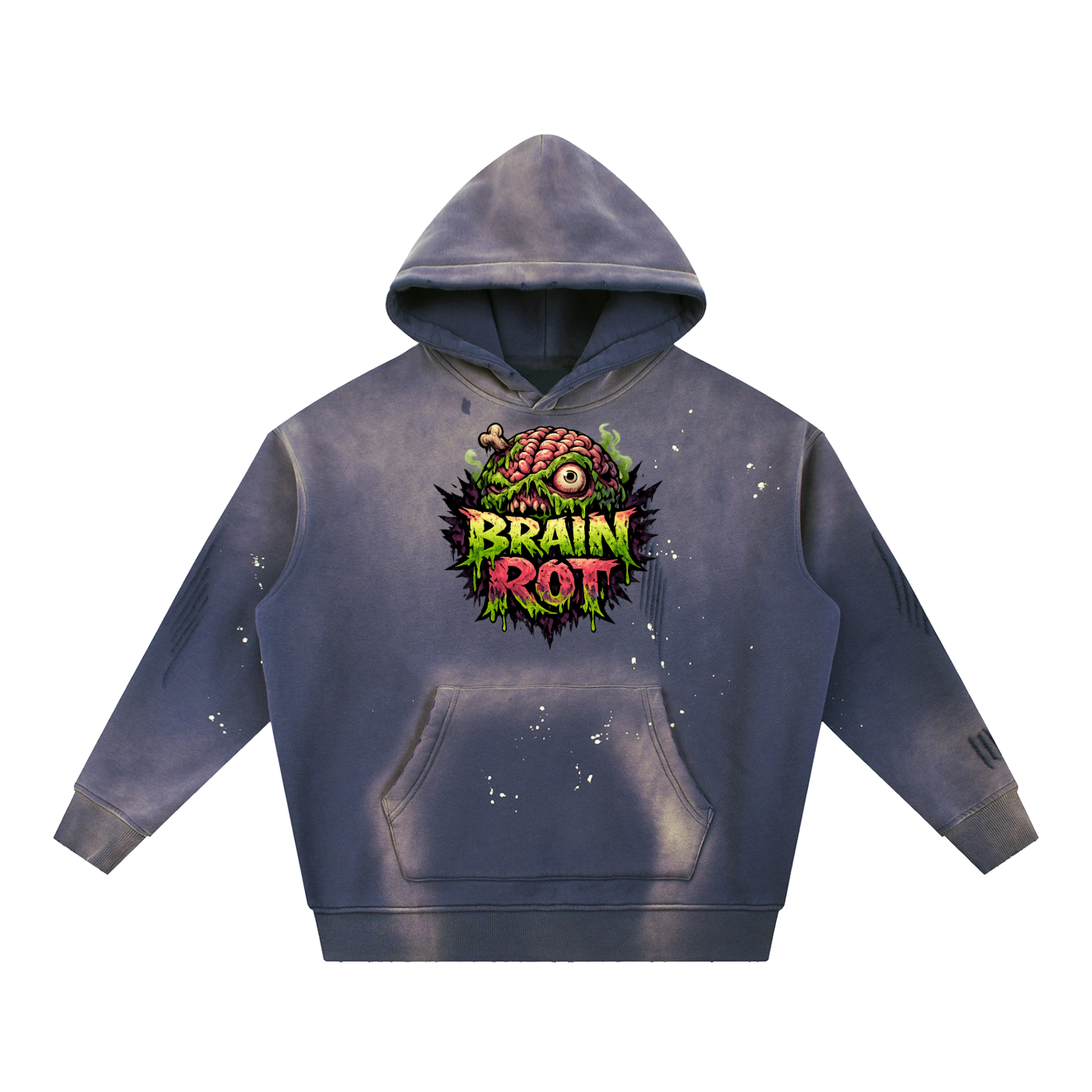 Vintage Washed Frayed Fleece Hoodie