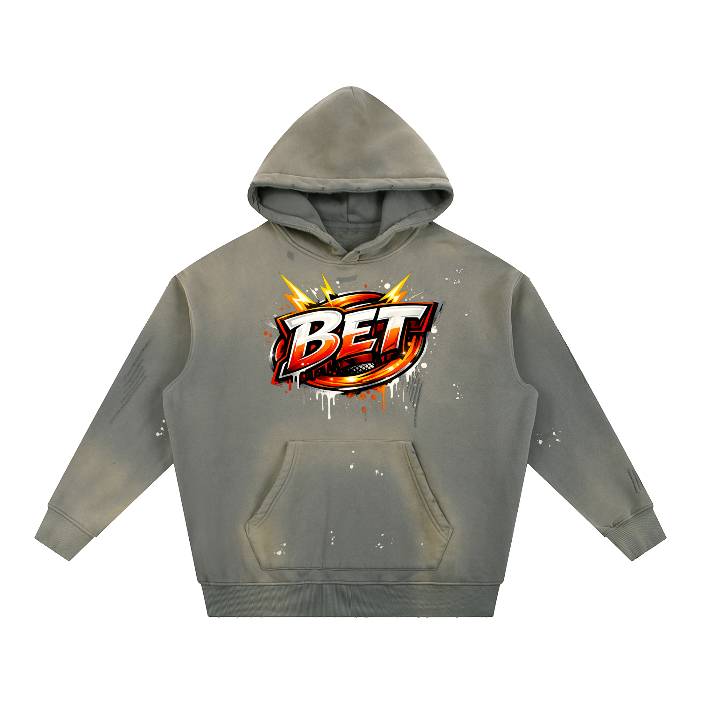 Vintage Washed Frayed Fleece Hoodie