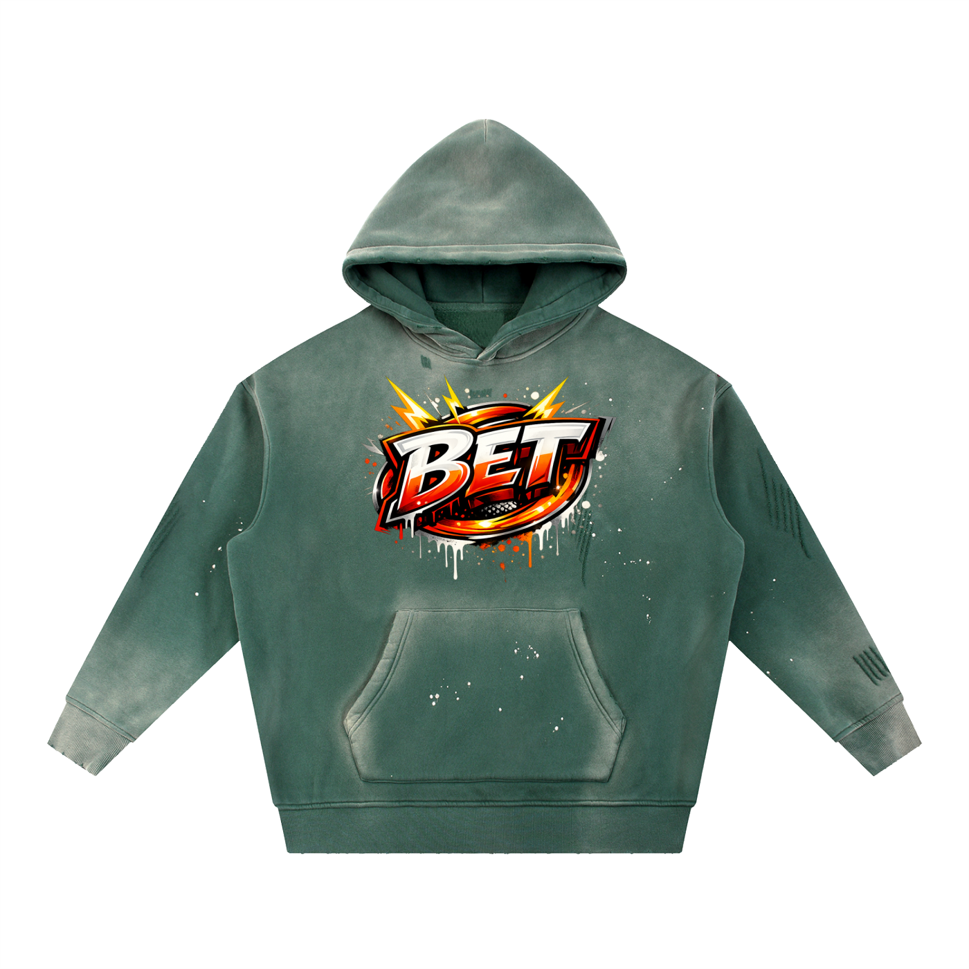 Vintage Washed Frayed Fleece Hoodie