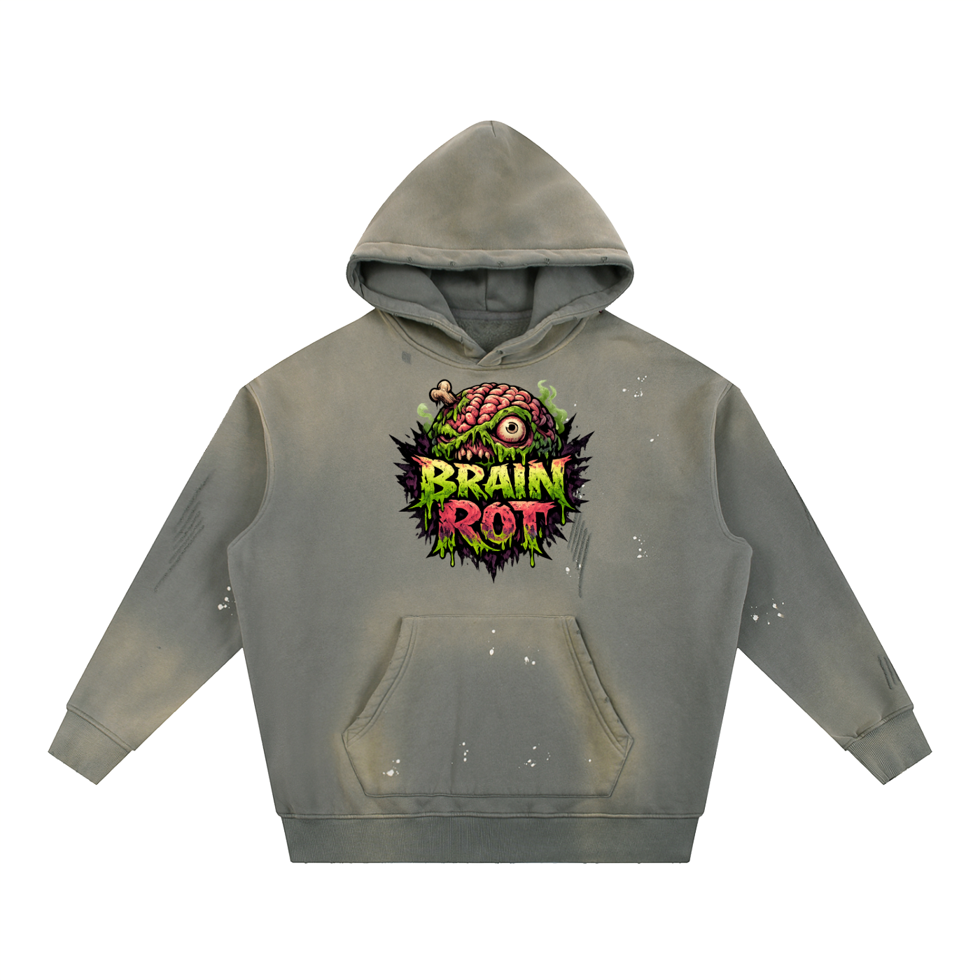 Vintage Washed Frayed Fleece Hoodie