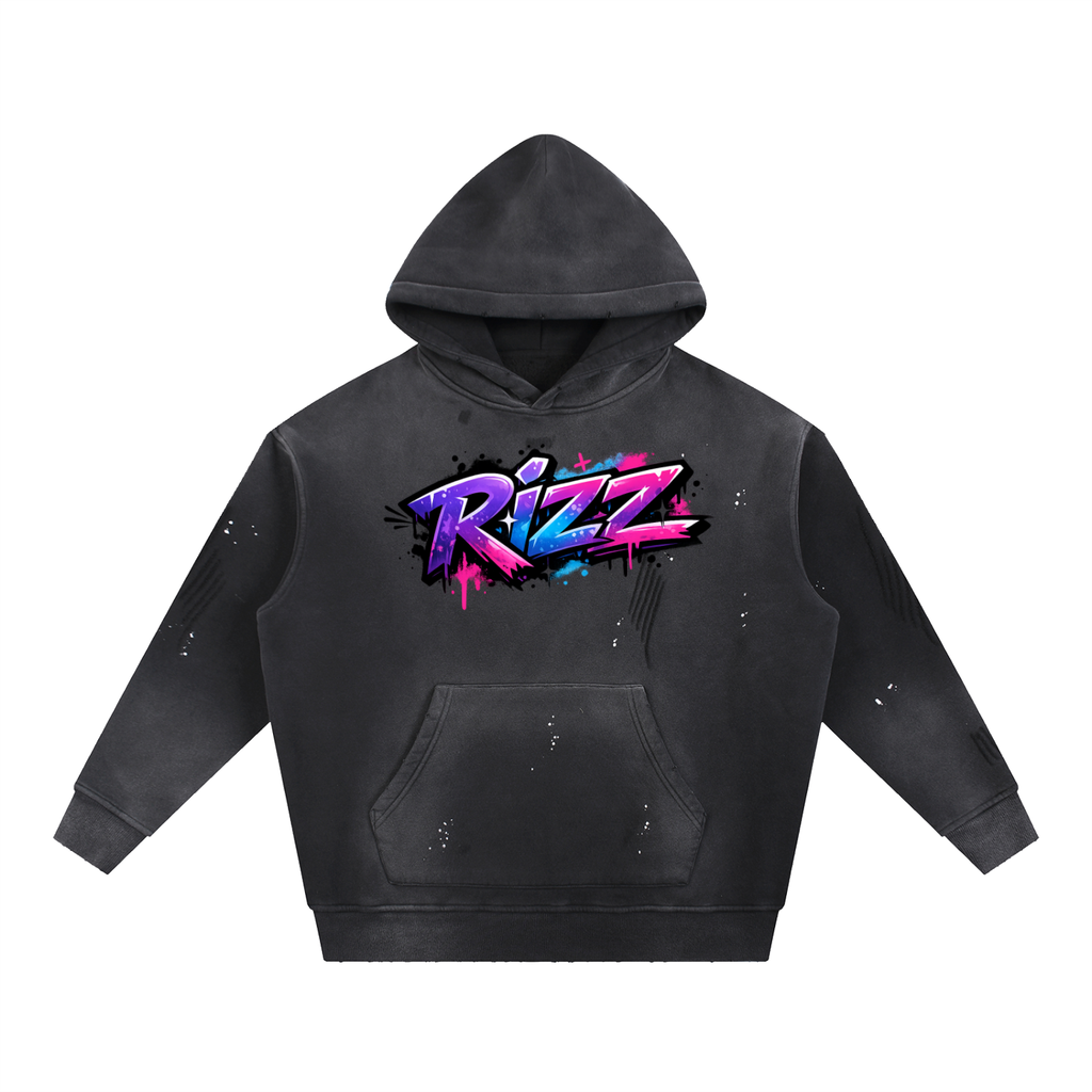 Vintage Washed Frayed Fleece Hoodie