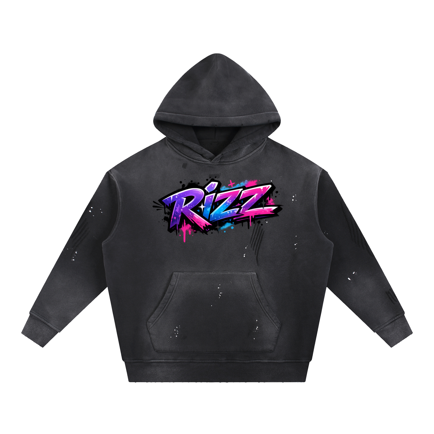Vintage Washed Frayed Fleece Hoodie