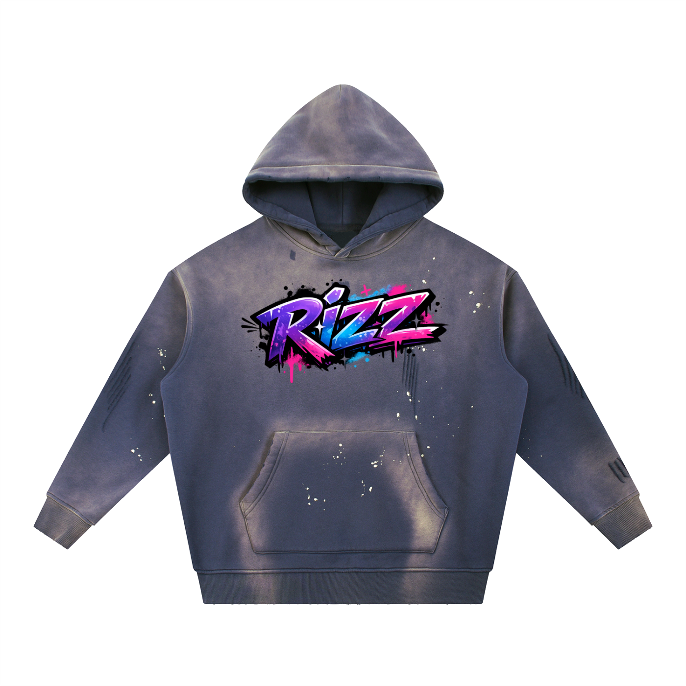 Vintage Washed Frayed Fleece Hoodie