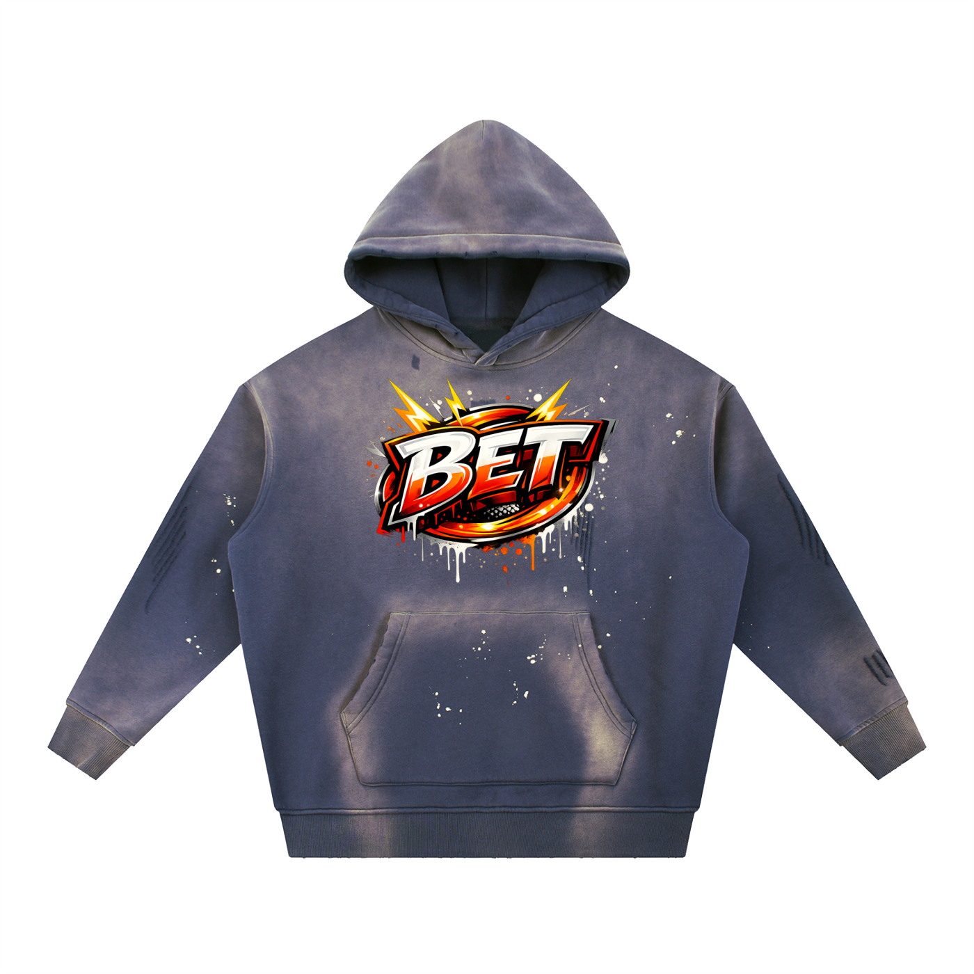 Vintage Washed Frayed Fleece Hoodie