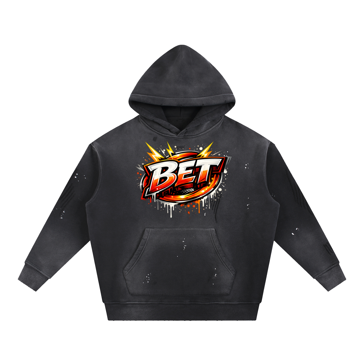 Vintage Washed Frayed Fleece Hoodie
