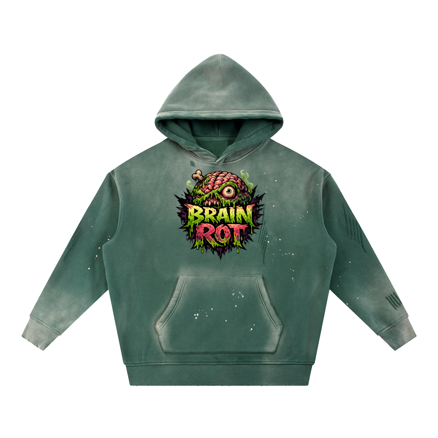 Vintage Washed Frayed Fleece Hoodie