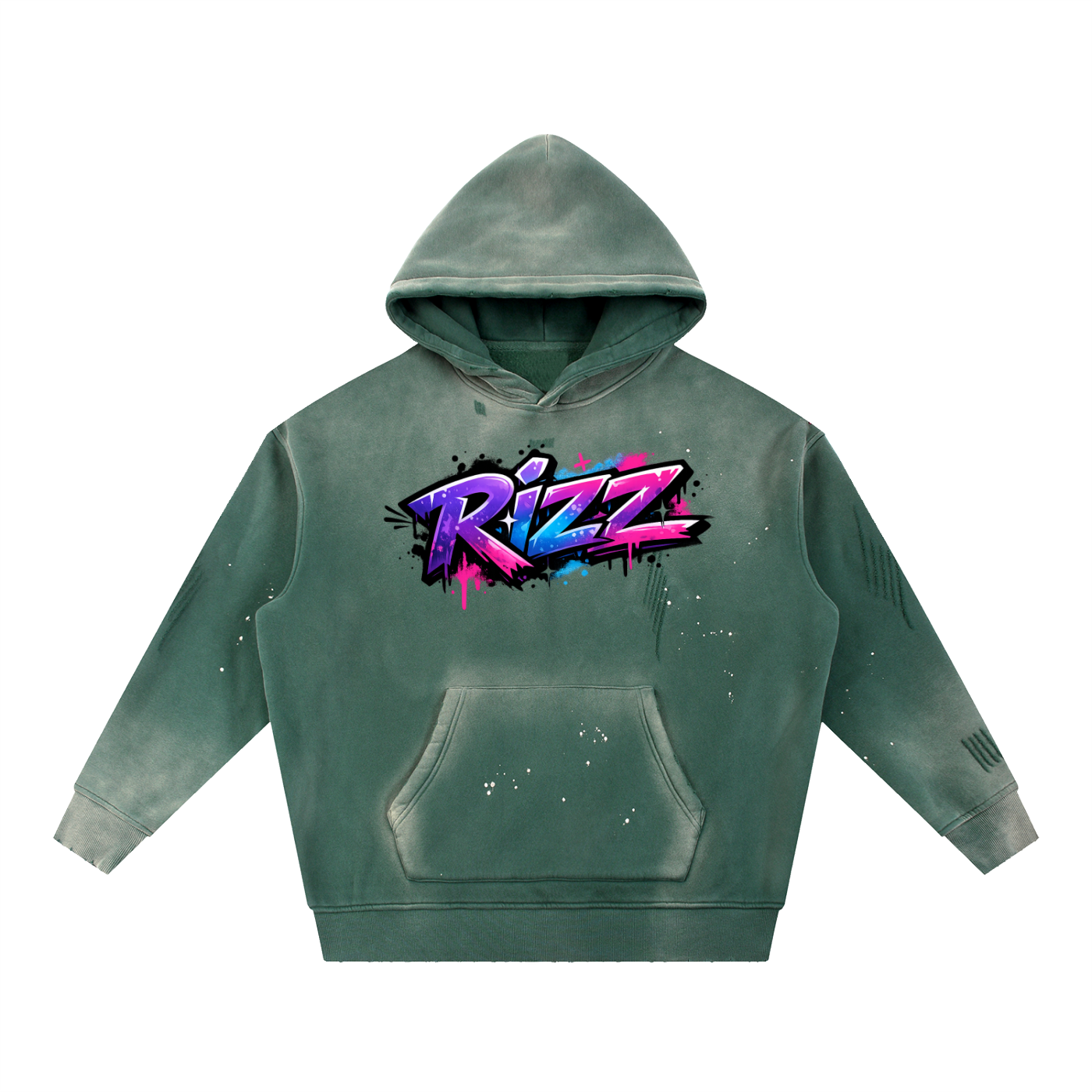 Vintage Washed Frayed Fleece Hoodie