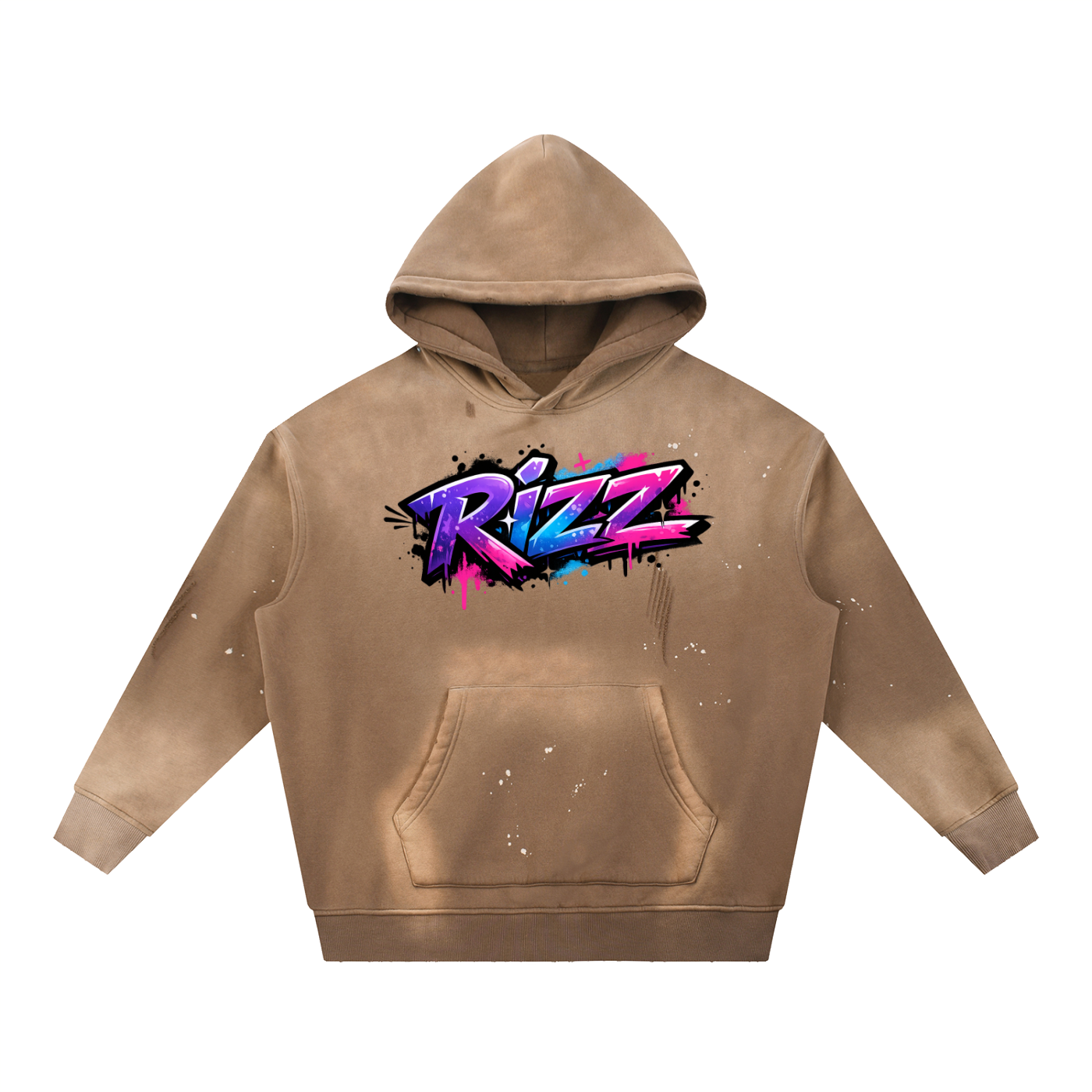 Vintage Washed Frayed Fleece Hoodie